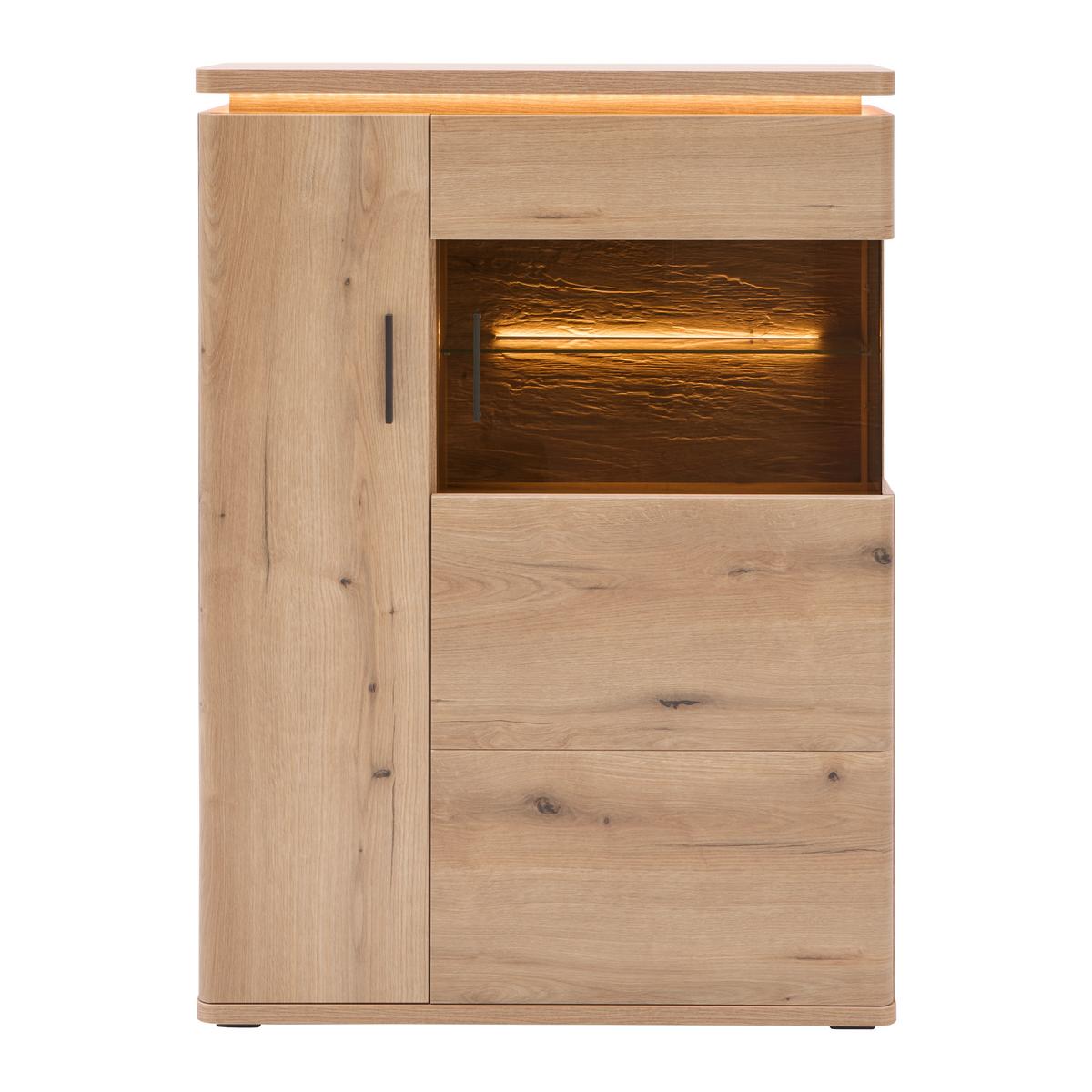Highboard Alameda Eichefarben - Eichefarben/Anthrazit, MODERN, Glas/Holzwerkstoff (90/128/38cm) - Mömax