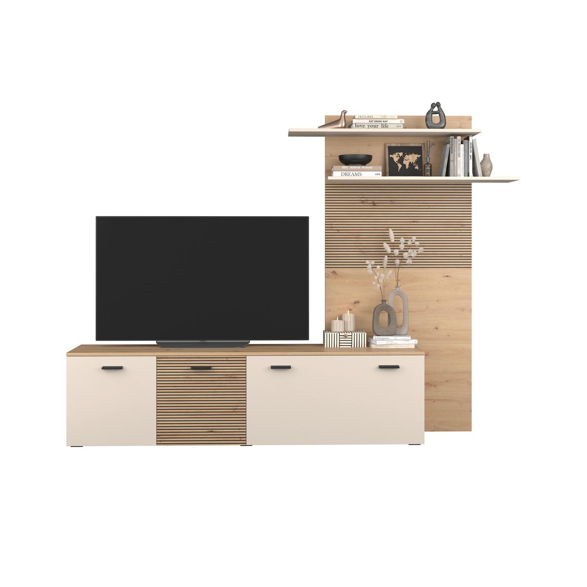 Dnevni Regal Free, Barva Hrasta, Kašmir - kašmir/črna, Moderno, umetna masa/leseni material (212/172/40cm) - Modern Living