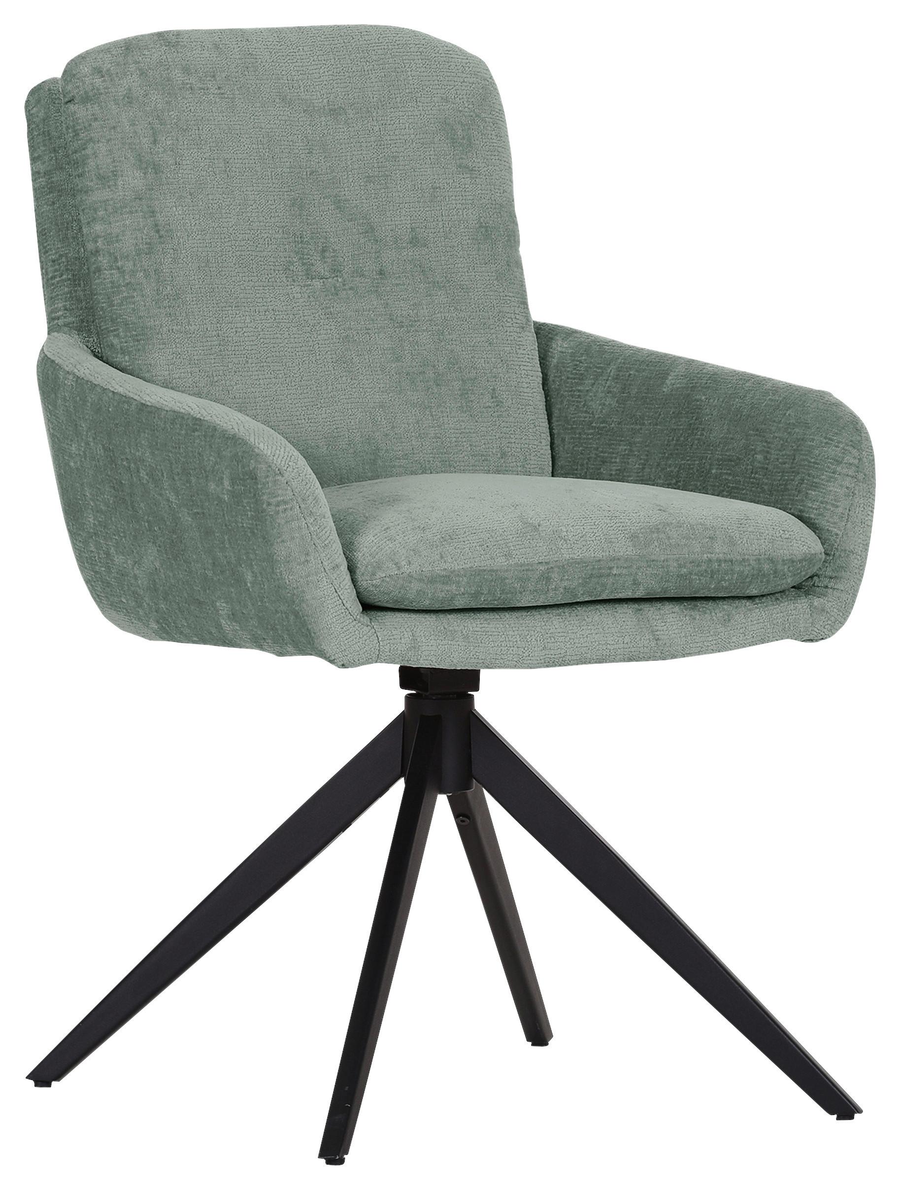 KRZESŁO Z PODŁOKIETNIKAMI OLMO - czarny/jadeitowa zieleń, Design, metal/tkanina (60/89/69cm) - Landscape