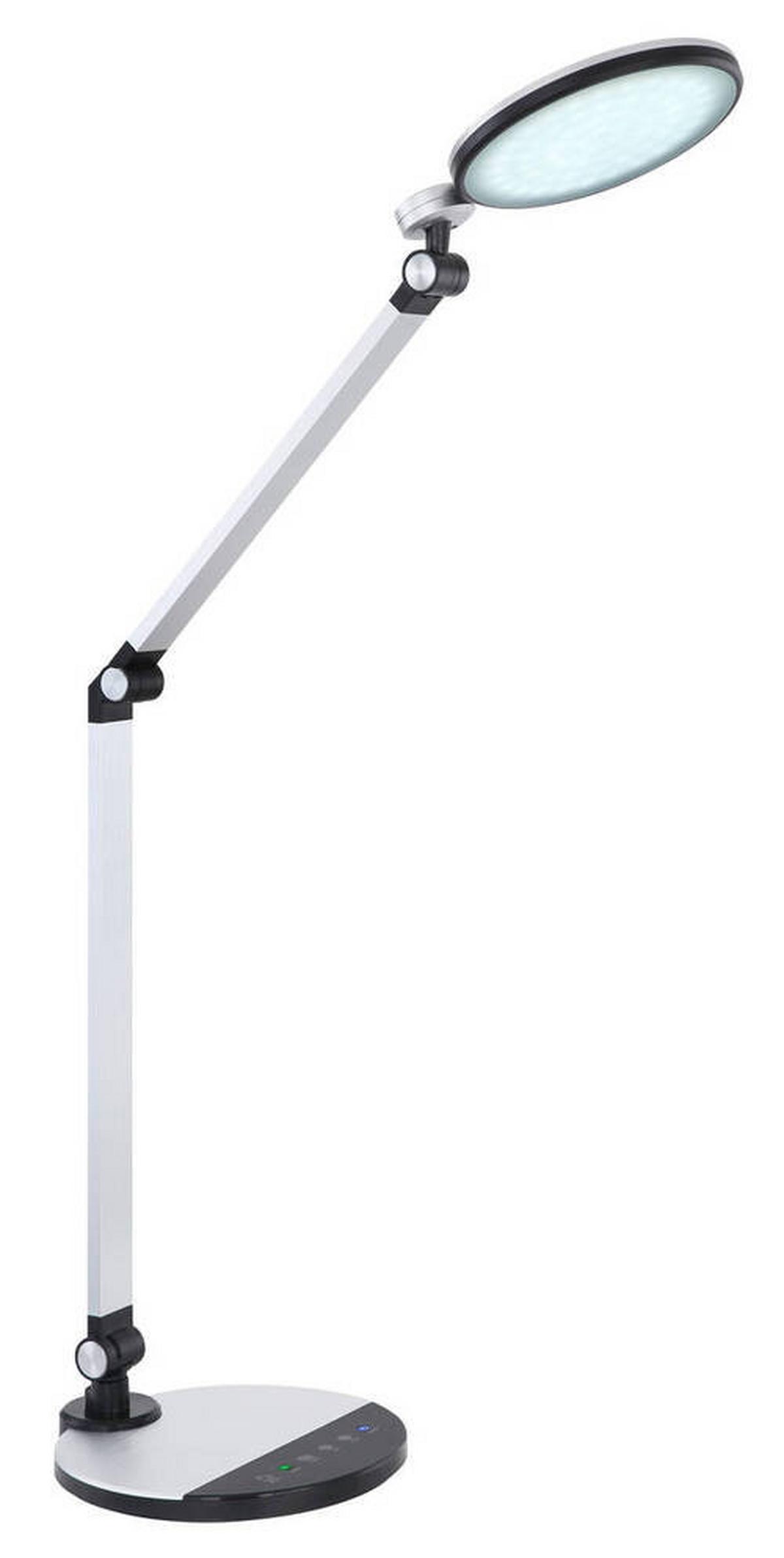 Namizna Led-svetilka Konsti, S Sijalko - srebrne barve/črna, Design, kovina/umetna masa (50/19,2/90,5cm) - Globo