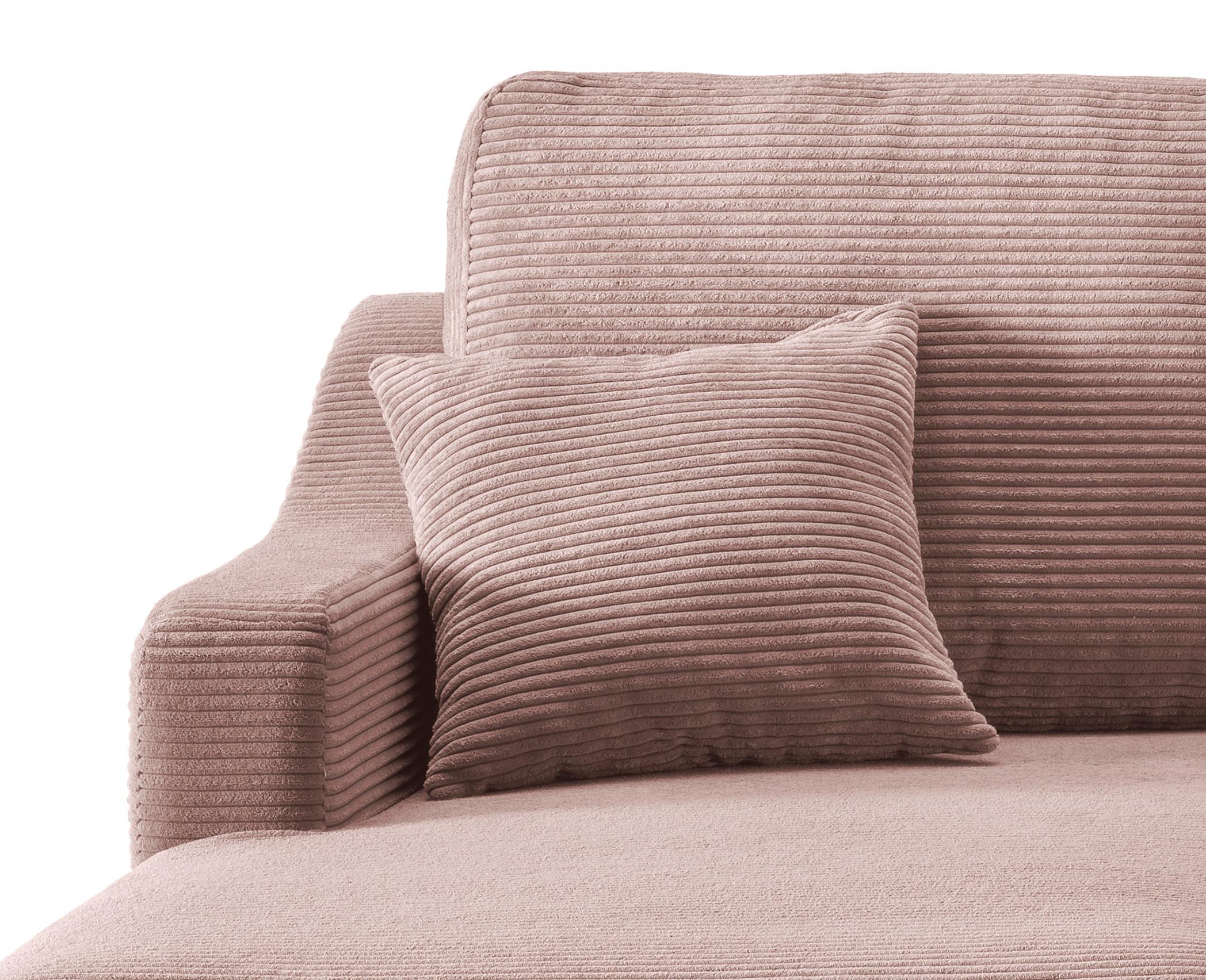 Ecksofa Valentina Rosa Cord - Rosa/Naturfarben, Design, Holz/Textil (150/228cm) - P & B