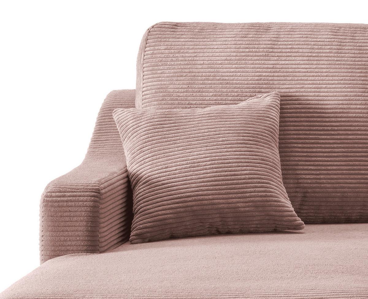 Ecksofa Valentina Rosa Cord - Rosa/Naturfarben, Design, Holz/Textil (150/228cm) - P & B