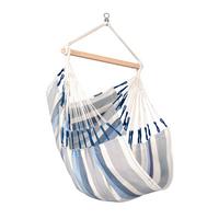 Hängesessel Basic Hammock Chair Outdoor Weiß/Blau - Weiß/Dunkelblau, Basics, Holz/Textil (90/145/140cm) - La Siesta