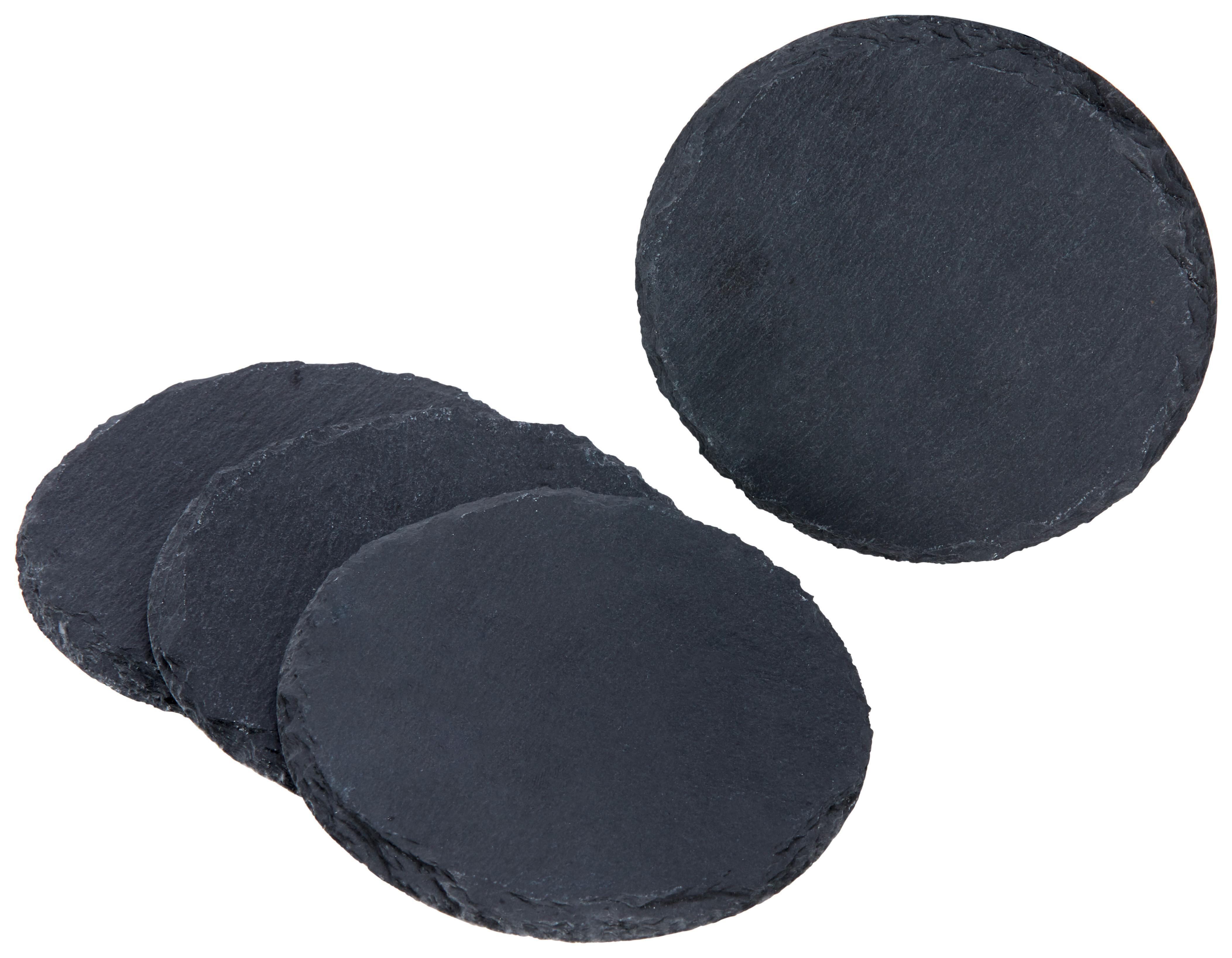 Untersetzerset Stoney in Schwarz, 4-teilig - Schwarz, MODERN, Naturmaterialien/Kunststoff (10/0,5cm) - Zandiara