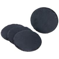 zestaw podstawek STONEY - czarny, Modern, kamień/tworzywo sztuczne (10/0,5cm) - Zandiara