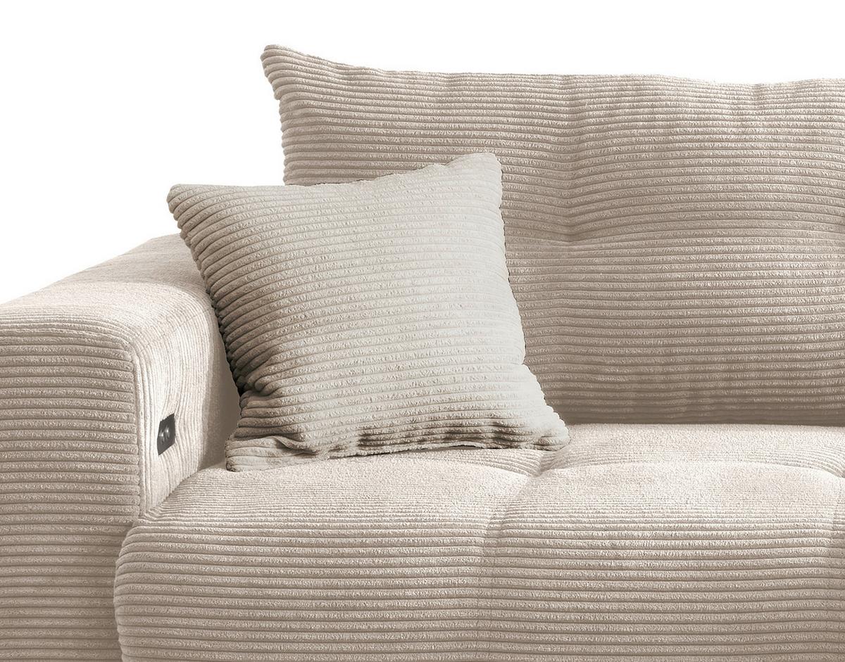 Wohnlandschaft Restato Beige Cord - Beige/Schwarz, MODERN, Holz/Textil (246/177cm) - MID.YOU