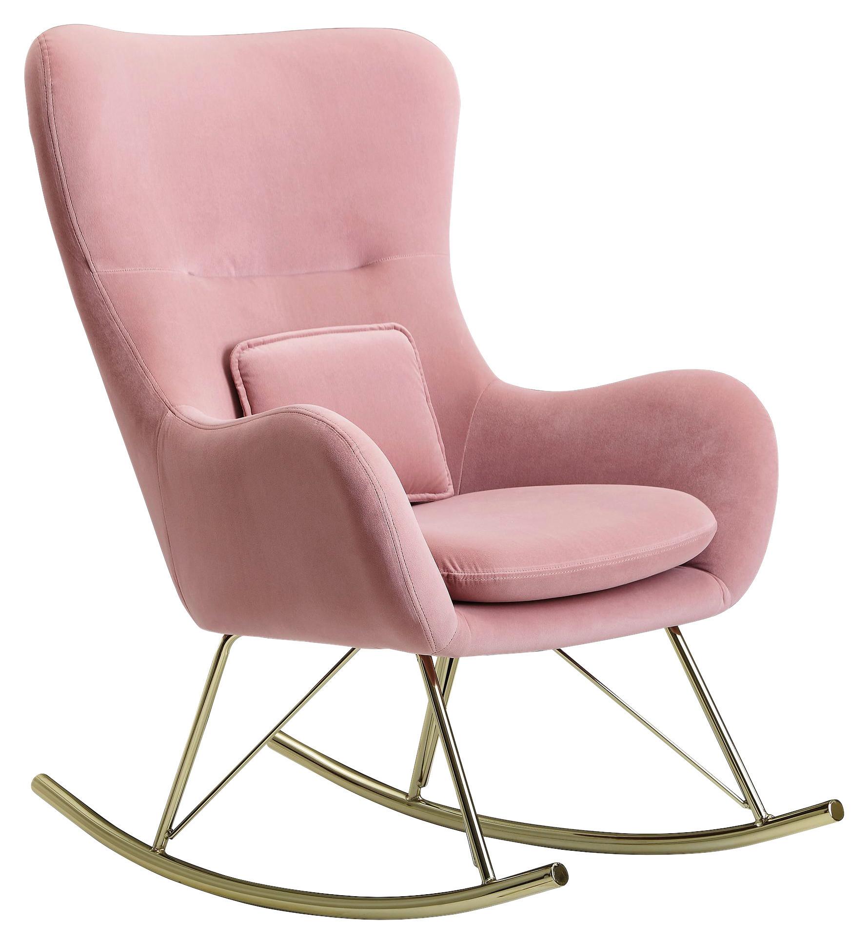 Gugalni Fotelj Wohnling - zlate barve/roza, Moderno, kovina/tekstil (74/101/89cm) - MID.YOU