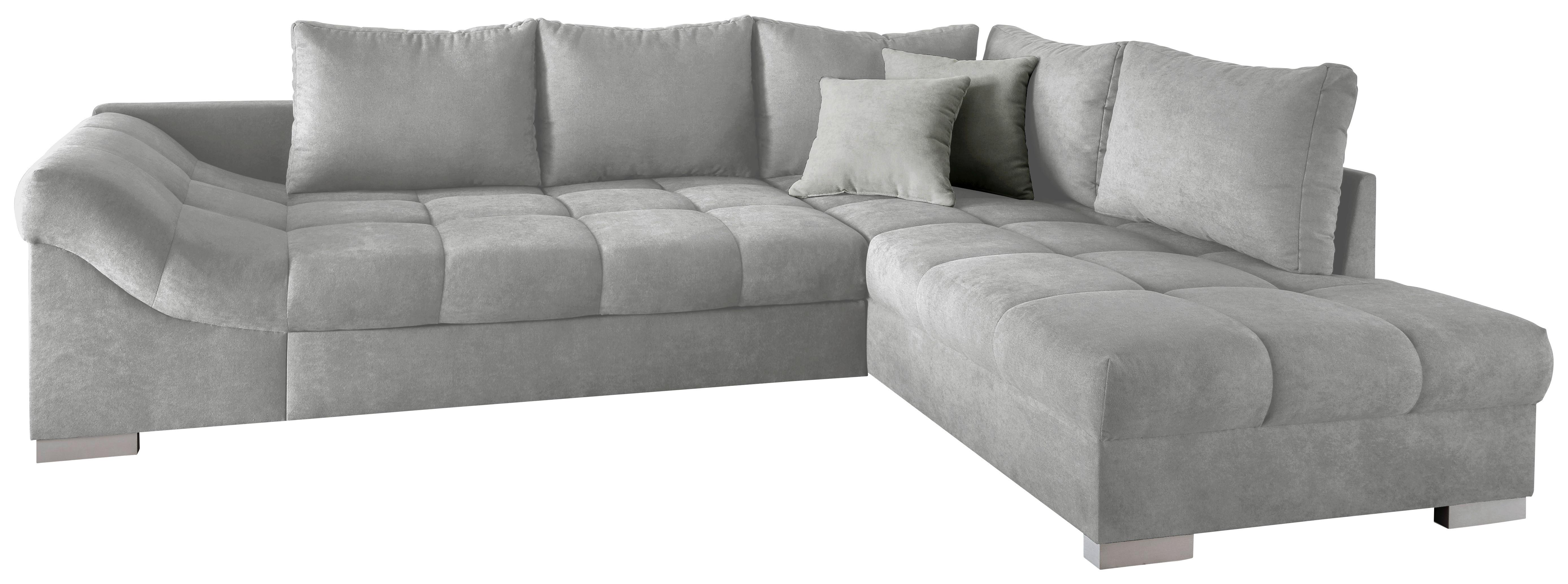Wohnlandschaft Alvito Hellgrau Nylon/Mikrofaser - Silberfarben/Hellgrau, Design, Holz/Textil (298/202cm) - MID.YOU