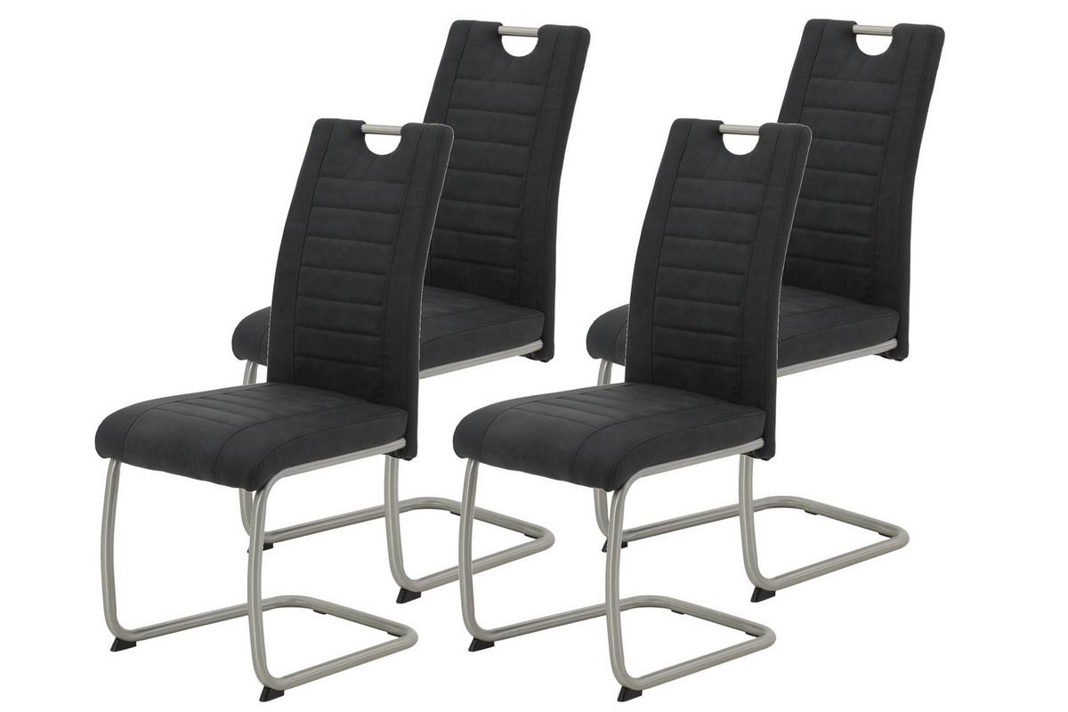 Schwingstuhl-Set Ulla S Anthrazit - Edelstahlfarben/Anthrazit, MODERN, Textil/Metall (43/98/59cm) - MID.YOU