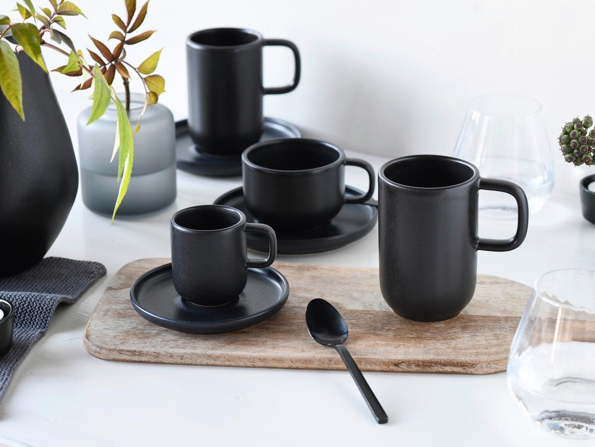 Csészekészlet 25256 Uno Schwarz Espressoset - fekete, Trend, kerámia (80ml) - Creatable