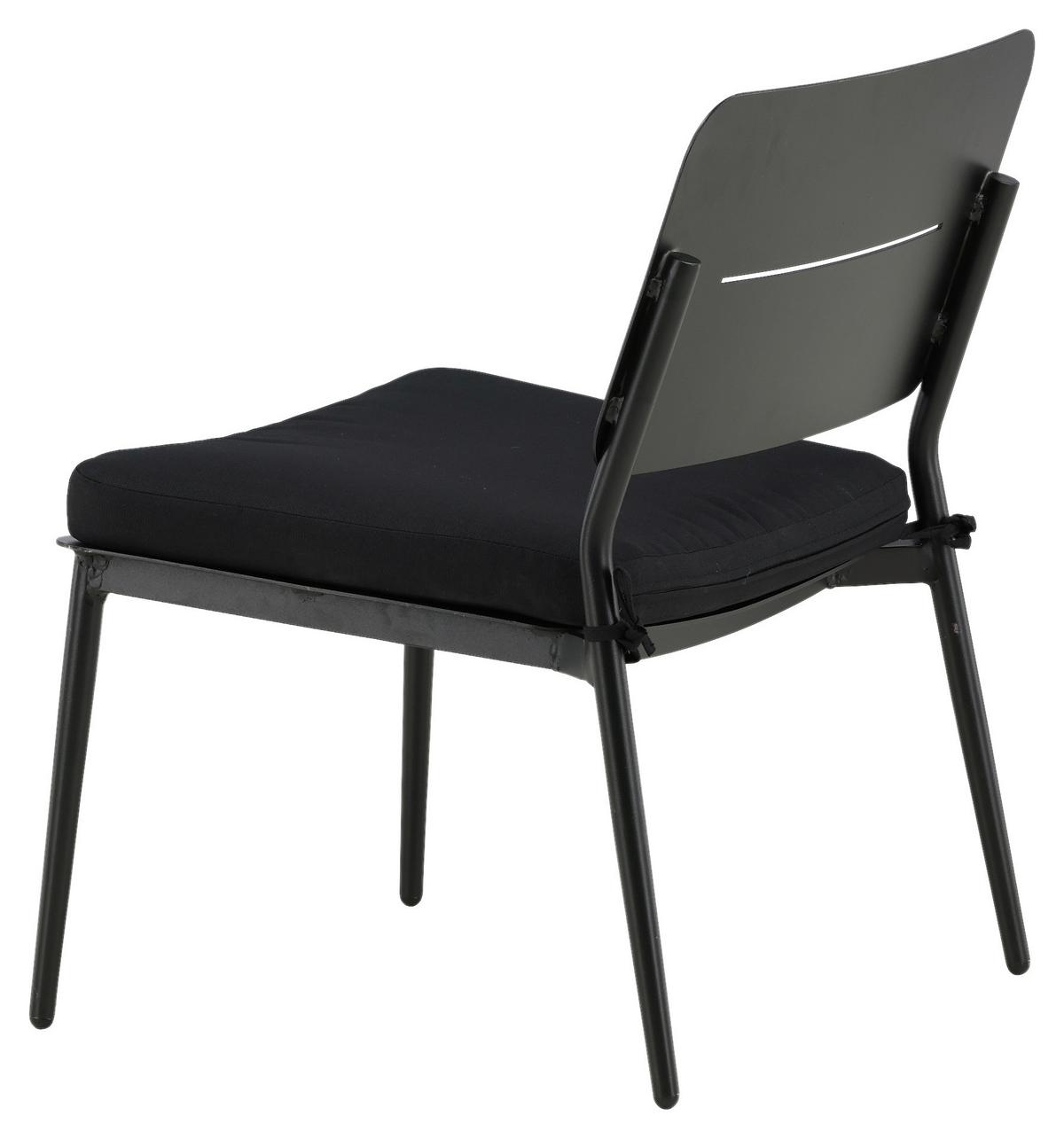 Loungesessel-2er Set Lina ca. 55x73x59 cm Schwarz - Schwarz, KONVENTIONELL, Textil/Metall (55/73/59cm) - Gardenson