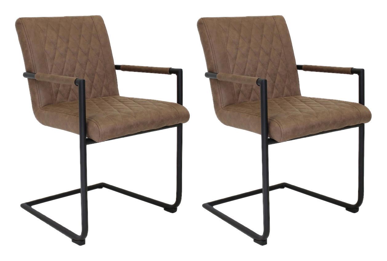 Armlehnstuhl-Set Damian ca. 52x88 cm 2er-Set Taupe - Taupe/Schwarz, LIFESTYLE, Textil/Metall (52/88/63cm) - MID.YOU