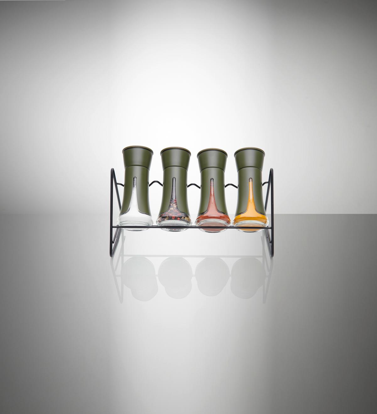 Gewürzregal Oil Green in Schwarz - Schwarz, Modern, Glas/Kunststoff (26,5/15/15,5cm) - Premium Living