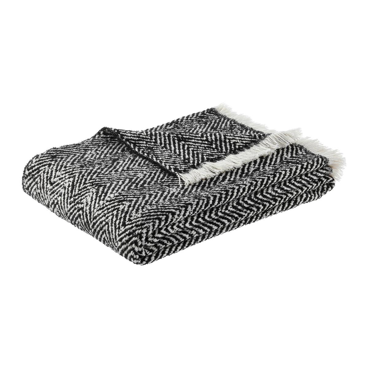 Kuscheldecke Chevron Schwarz/Weiß ca. 130x170cm - Schwarz/Weiß, MODERN, Textil (130/170cm) - Modern Living