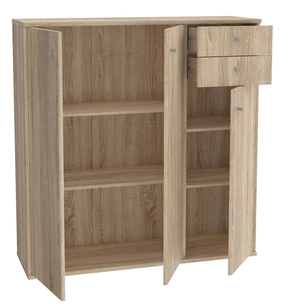 Komoda Tempra 2, Barva Hrasta - barve aluminija/hrast sonoma, Design, umetna masa/leseni material (108,8/111,1/34,8cm)