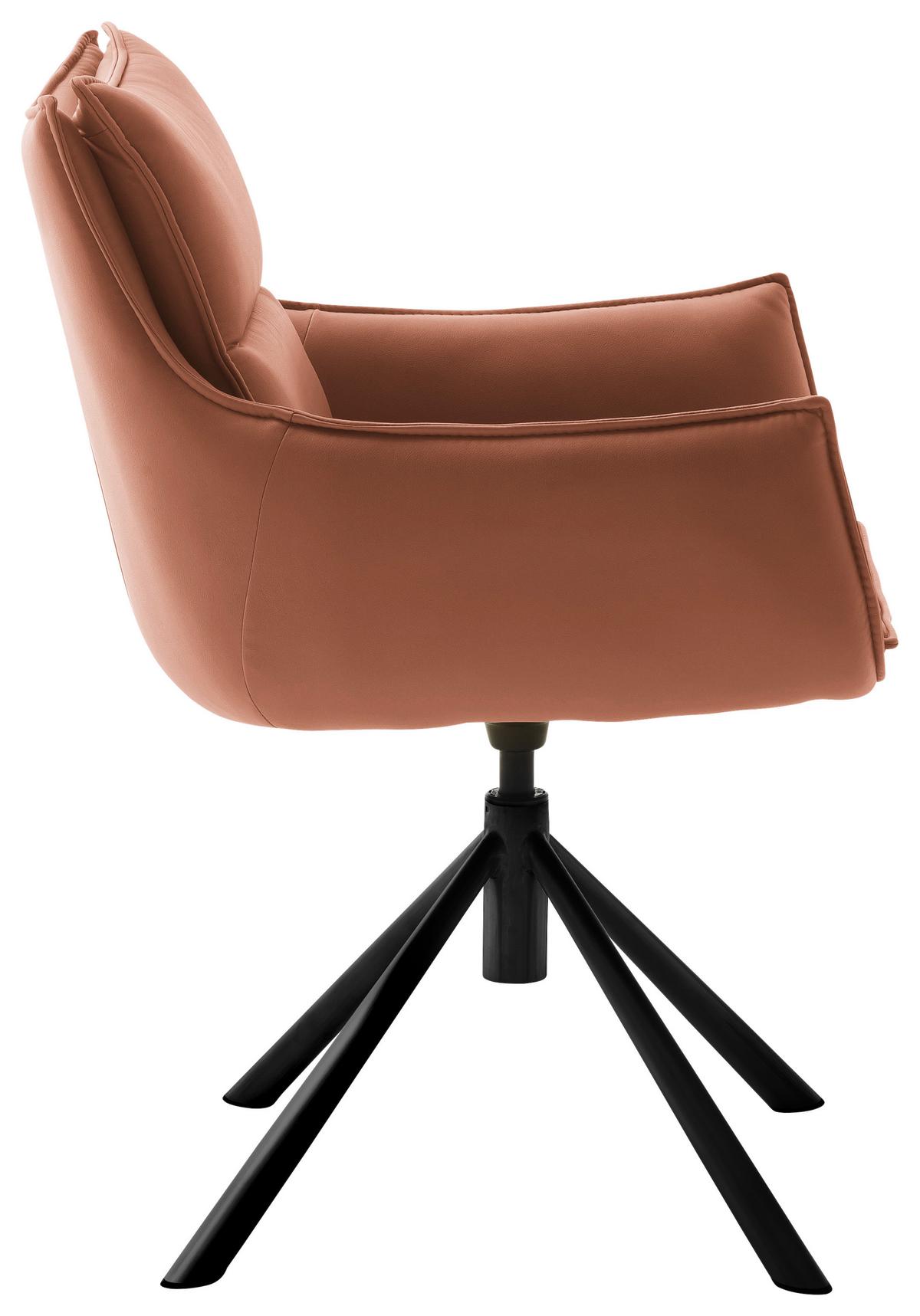 KRZESŁO Z PODŁOKIETNIKAMI HOUSTON - kolor rdzawy/czarny, Design, metal/tkanina (60/90/65cm) - Novel