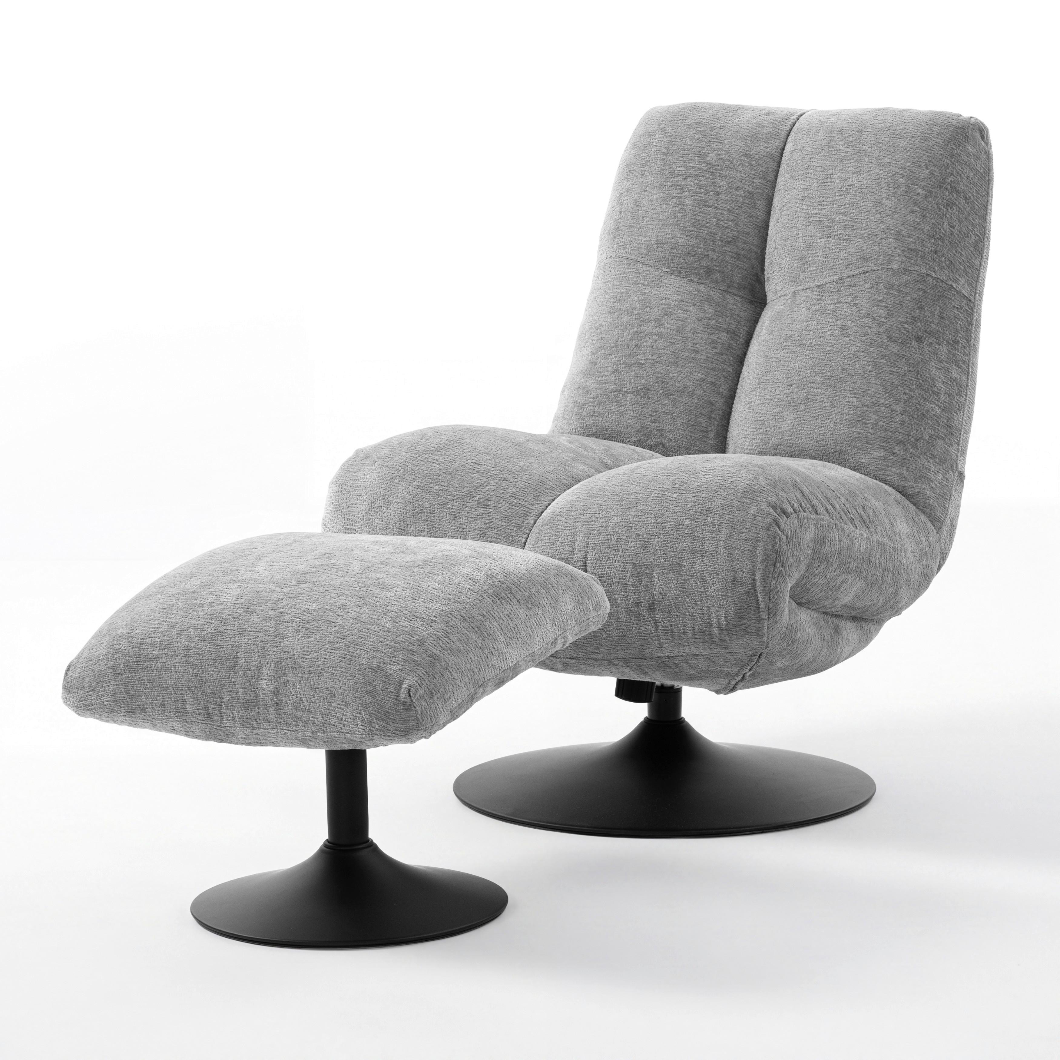 FÅTÖLJ ALMA - ljusgrå/svart, Modern, metall/textil (72/96/87cm) - Bessagi Home