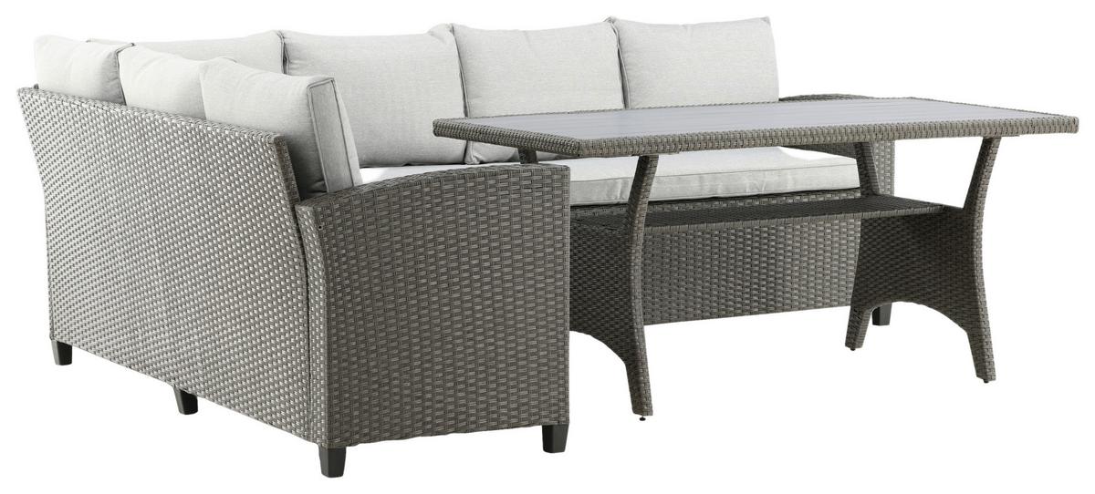 Dining-Loungeset Brentwood Grau - Grau, KONVENTIONELL, Kunststoff - Gardenson