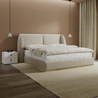 Polsterbett Frida Hellbeige ca. 180x200 cm - Beige/Schwarz, MODERN, Holz/Textil (180/200cm) - Bessagi Home