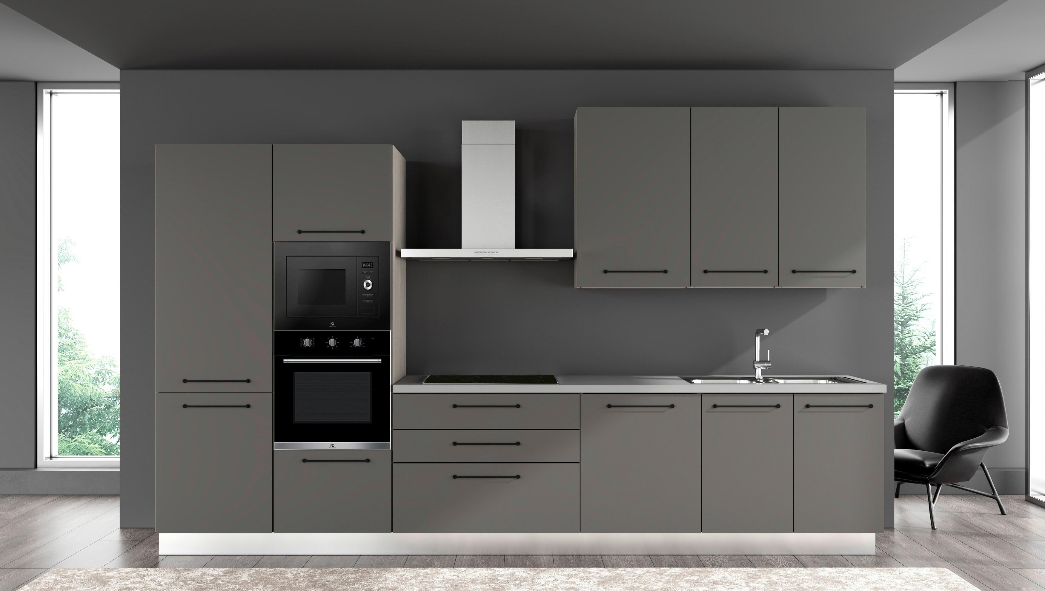 Kuhinjski Blok Line, Z Aparati, 360 Cm - siva/črna, Moderno, kovina/leseni material (360/60/216/240cm) - Mömax