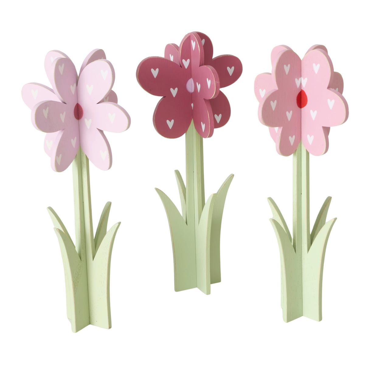 Dekopflanze Lucy I diverse Farben - Hellrosa/Dunkelrosa, Basics, Holz (15/32/15cm)