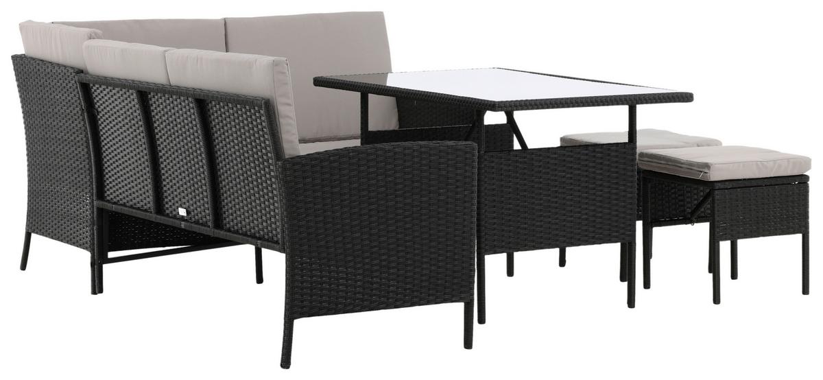 Dining-Loungeset Knock Grau/Schwarz - Schwarz/Grau, KONVENTIONELL, Kunststoff - Gardenson