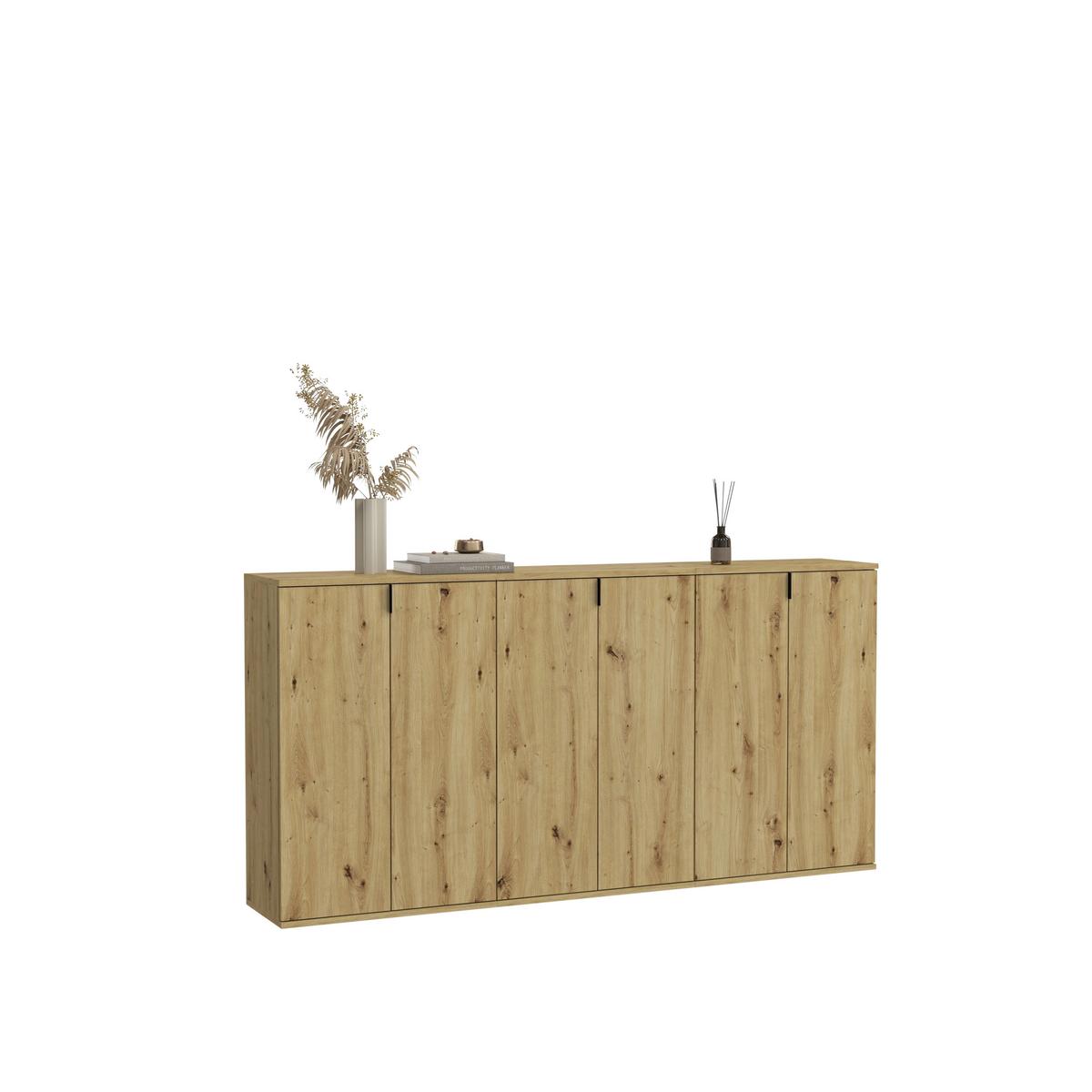 Schuhschrank Projekt X ca.183x99x34cm Eichefarben - Schwarz/Eiche Artisan, KONVENTIONELL, Holzwerkstoff/Metall (183/99/34cm) - MID.YOU