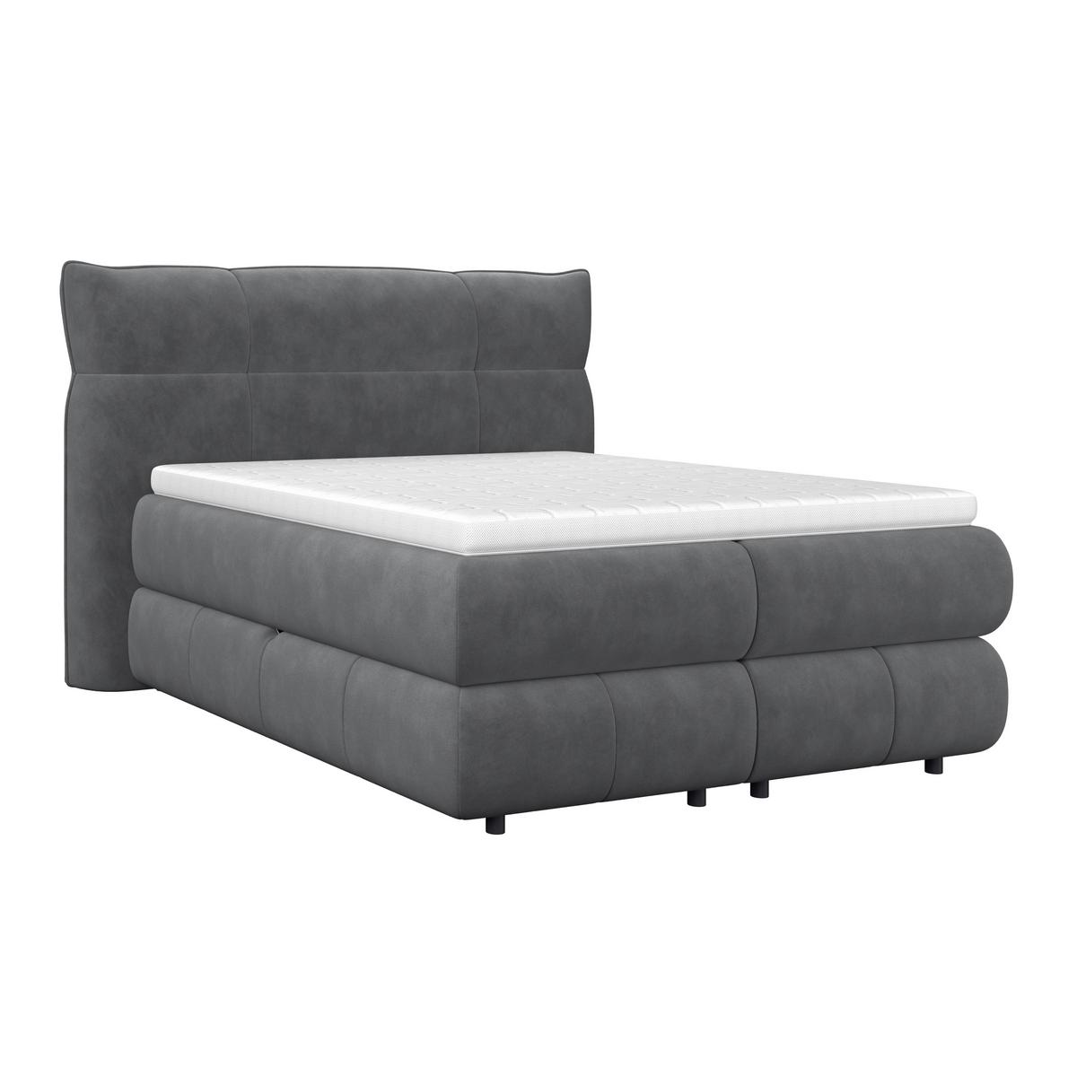 Boxspring Krevet Carmelo - crna/antracit, Trendi, tekstil/plastika (140/200cm) - Premium Living