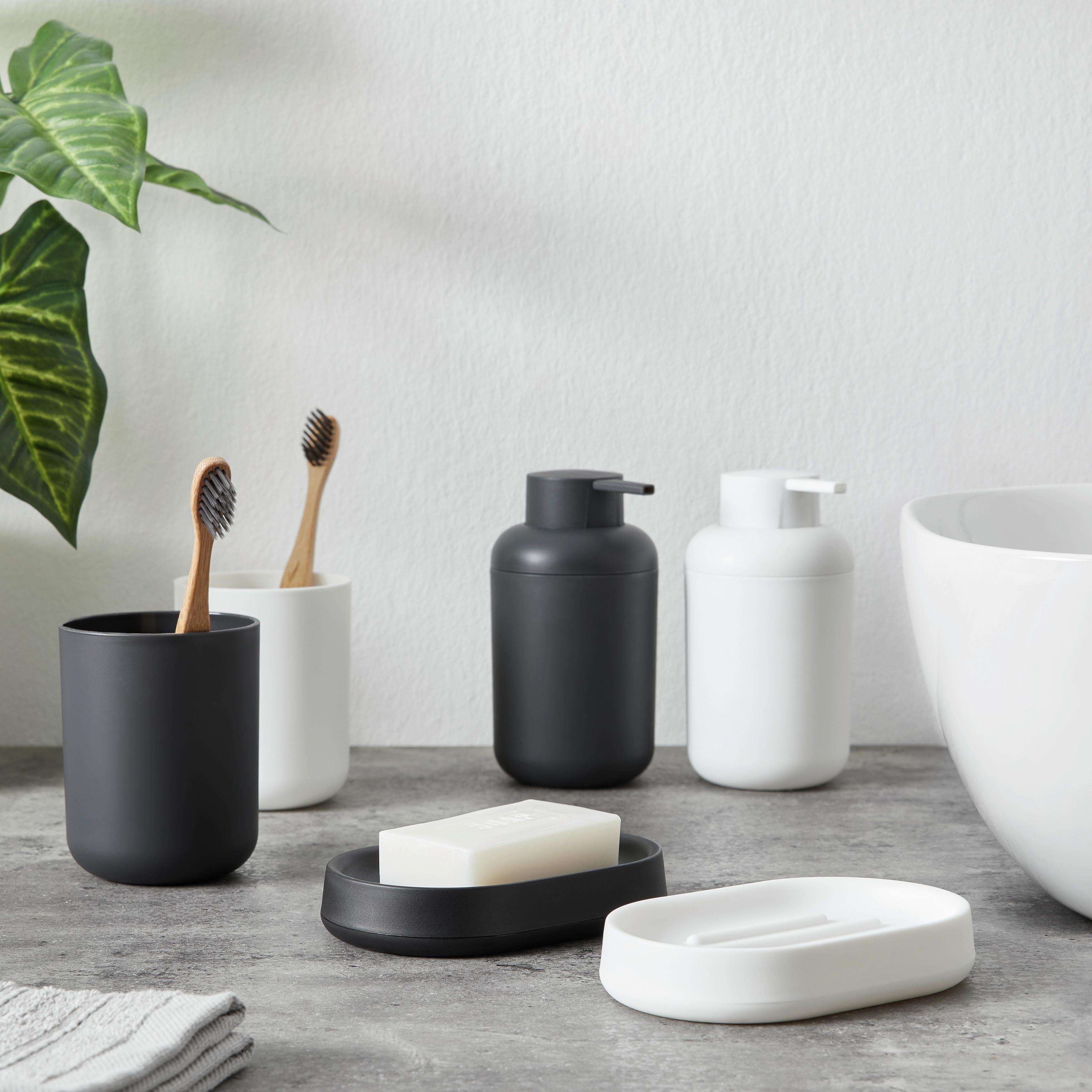 Bad-Accessoire-Set Weiß, 3-teilig - Weiss, Konventionell, Kunststoff - Based