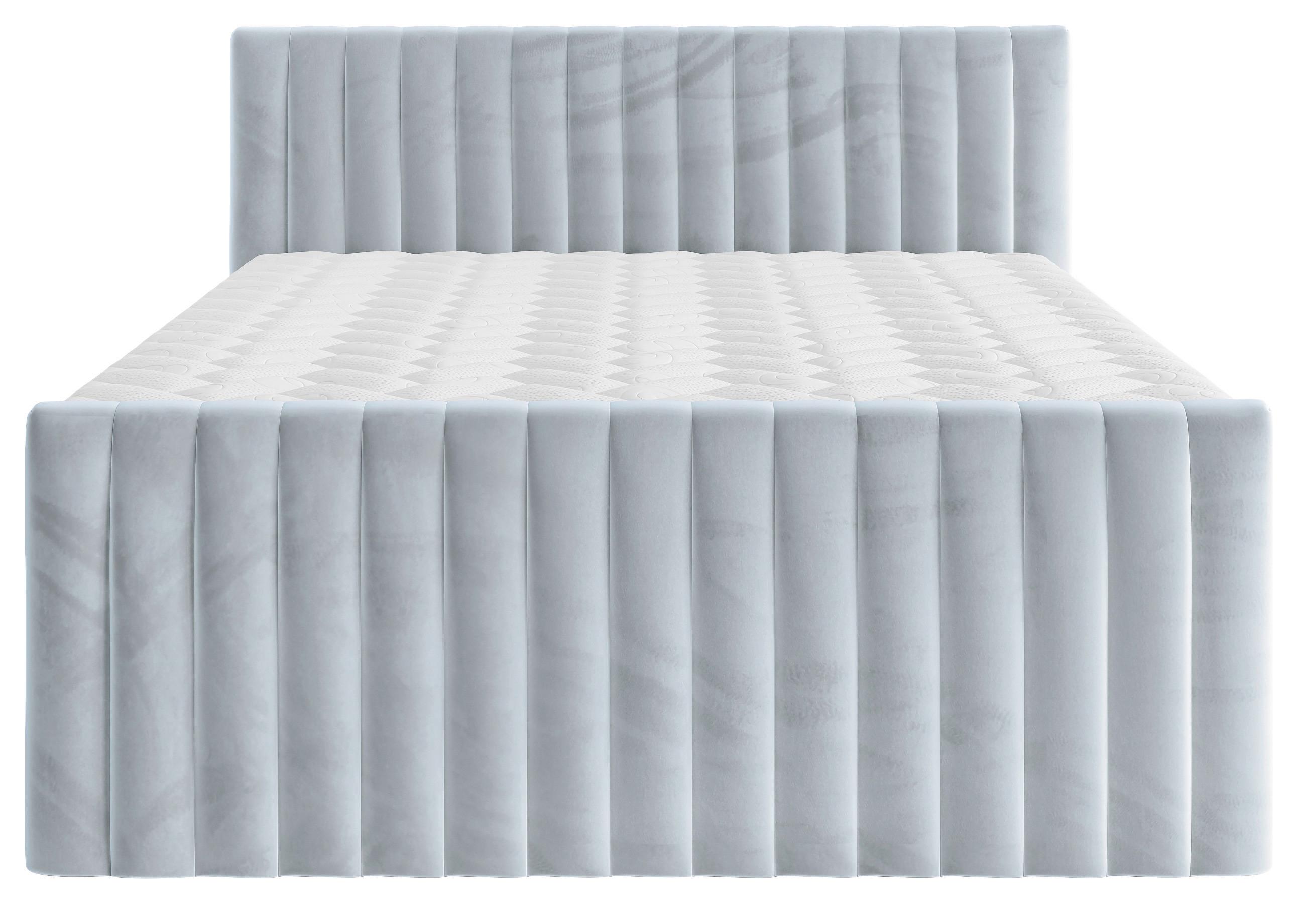 Boxspringbett Simon in Mintgrün ca. 160x200cm - Blaugrau/Schwarz, Konventionell, Holzwerkstoff/Kunststoff (160/200cm) - Premium Living