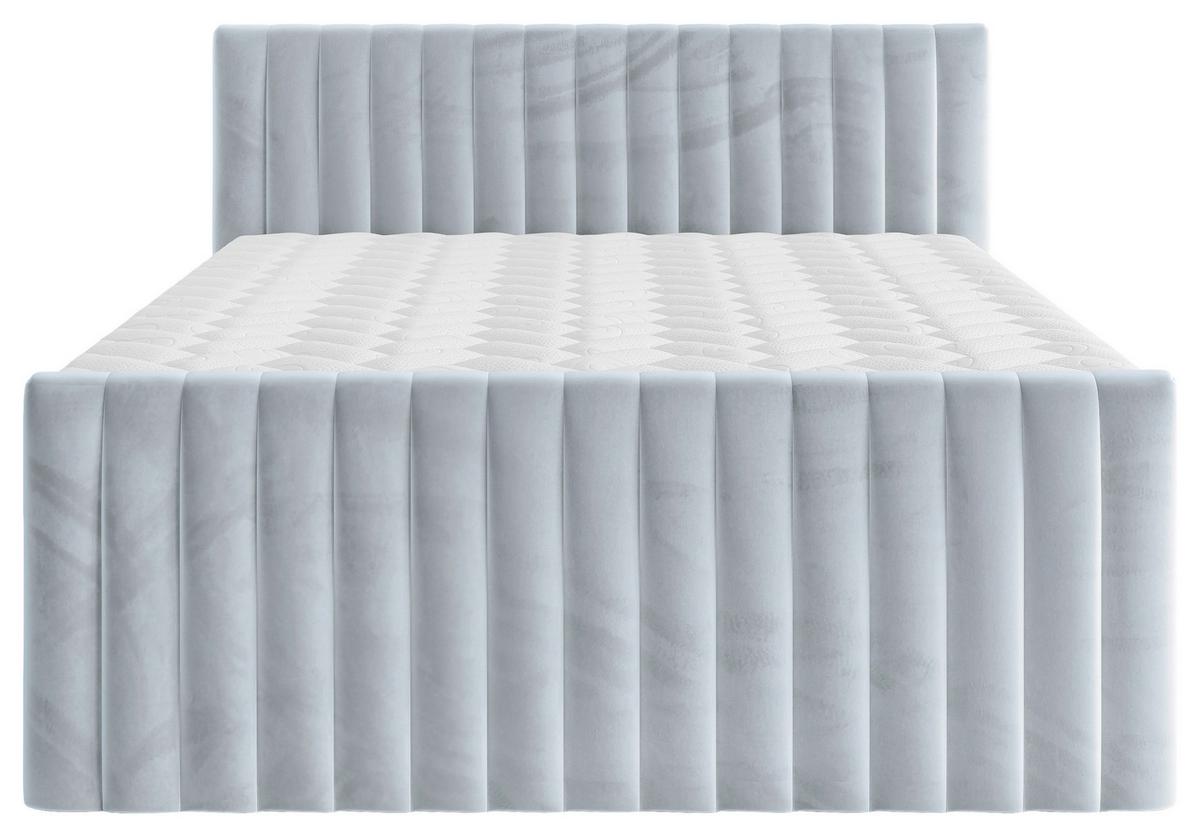 Boxspringbett Simon in Mintgrün ca. 180x200cm - Blaugrau/Schwarz, KONVENTIONELL, Holzwerkstoff/Kunststoff (180/200cm) - Premium Living