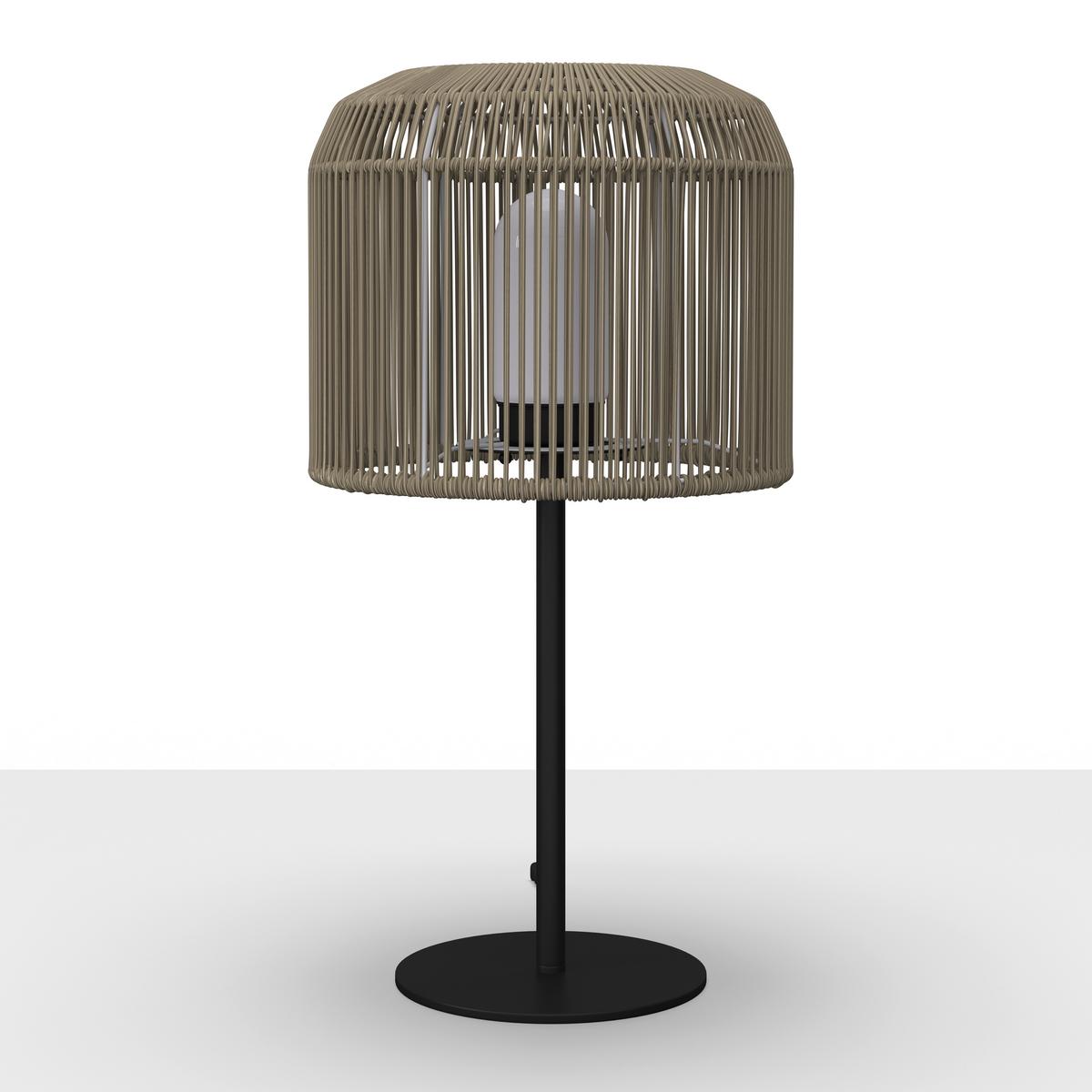 Tischleuchte Ivo in creme max. 40 Watt - Schwarz/Grün, MODERN, Kunststoff/Metall (30/58/30cm) - Bessagi Garden