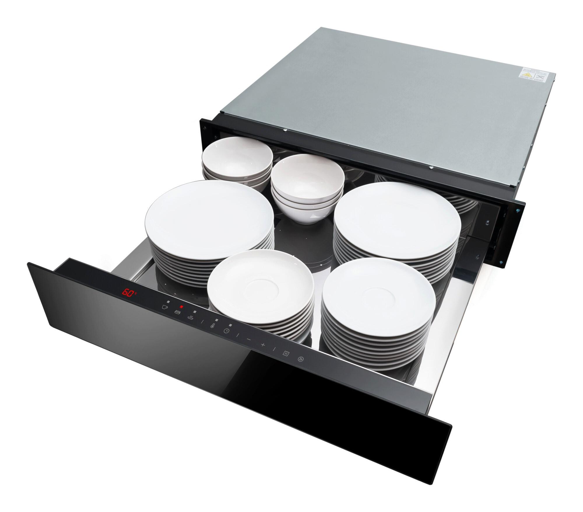 Wärmeschublade WS241600S schwarz Glas - Schwarz, Glas (55,4/14,1/54,1cm) - Amica