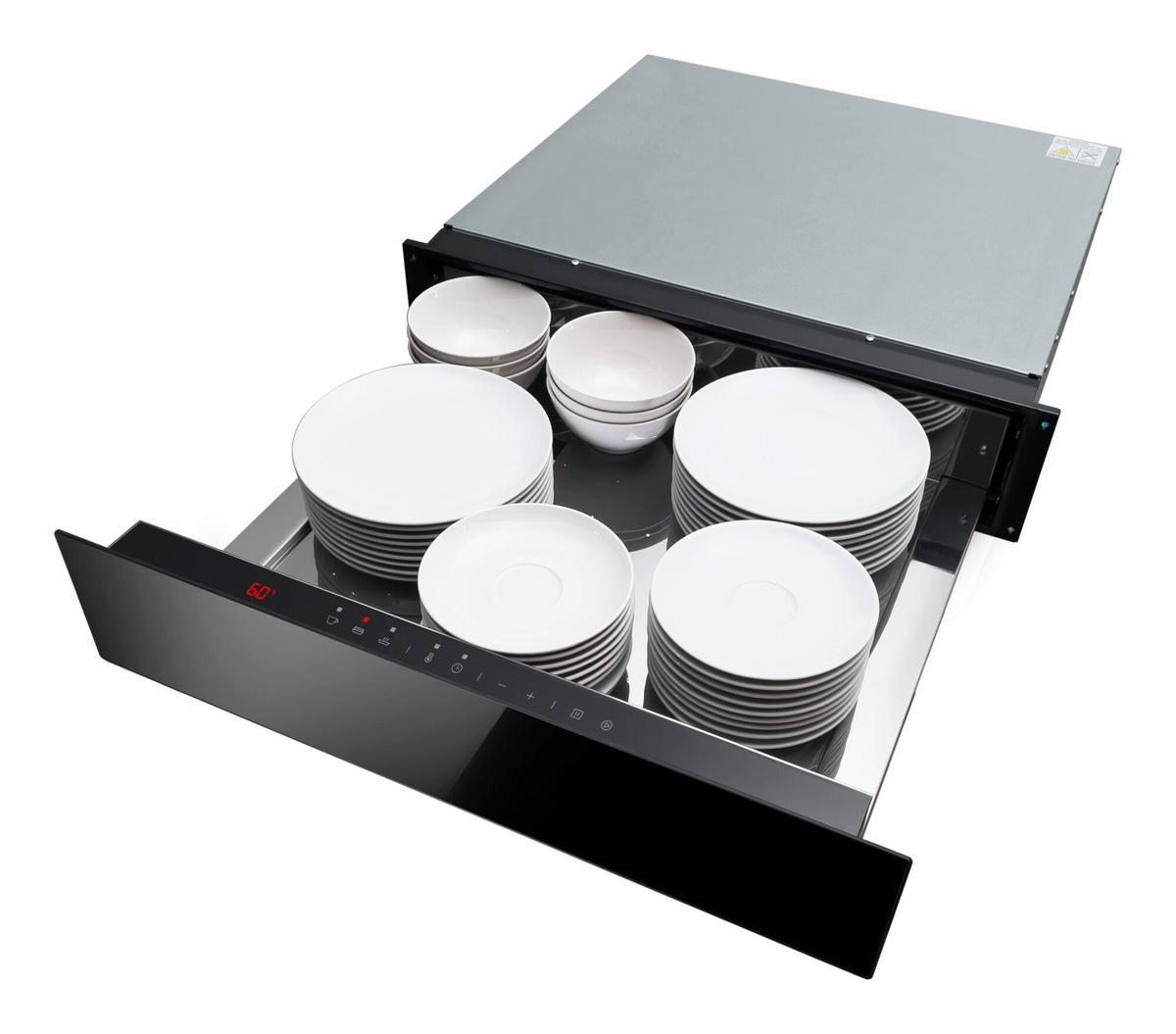 Wärmeschublade WS241600S schwarz Glas - Schwarz, Glas (55,4/14,1/54,1cm) - Amica