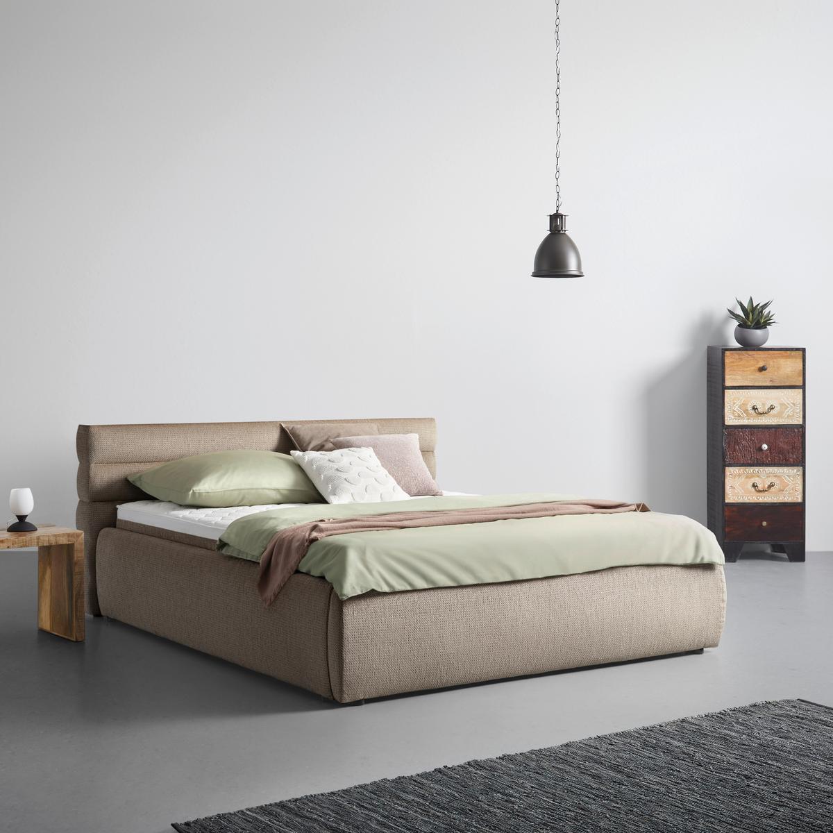 Polsterbett Megan Beige ca. 180x200cm - Beige, KONVENTIONELL, Holzwerkstoff/Textil (180/200cm) - Premium Living