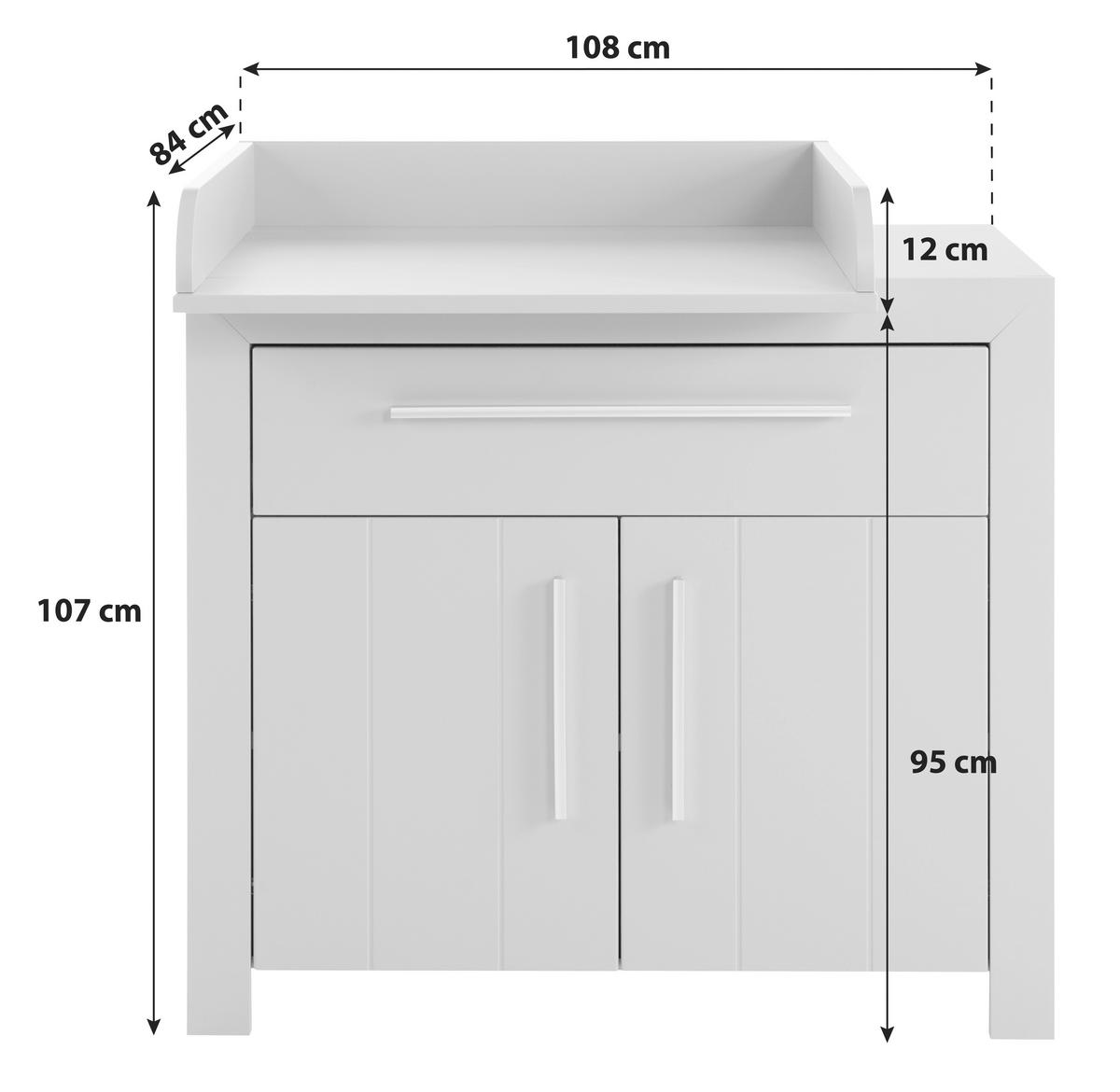 Wickelkommode Nikola ca. 108x107 cm Grau - Silberfarben/Grau, KONVENTIONELL, Holzwerkstoff/Kunststoff (108/107/84cm) - MID.YOU