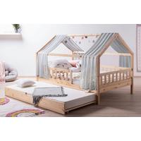 Hausbett KIM Naturfarben Grau ca. 90x200 cm Echtholz - Naturfarben/Grau, MODERN, Holz/Textil (90/200cm) - MID.YOU