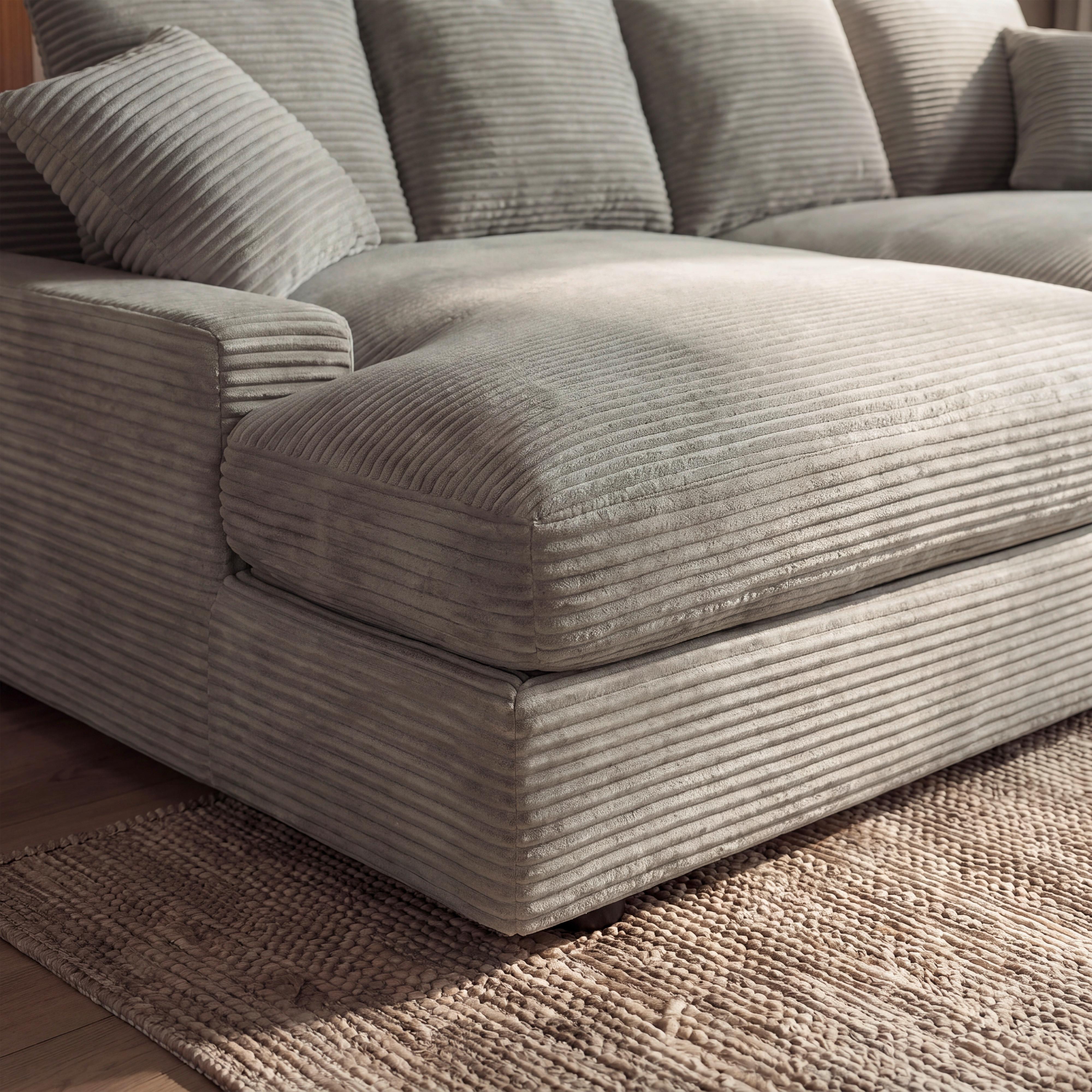 BIG SOFFA ELEONORA - ljusgrå/svart, Modern, trä/textil (250/97/168cm) - Bessagi Home