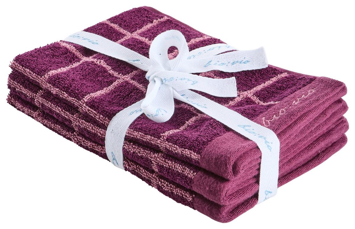 ZESTAW RĘCZNIKÓW DLA GOŚCI CHAMP 3 SZT. - fiolet/fioletowy, Natur, tkanina (30/50cm) - Bio:Vio