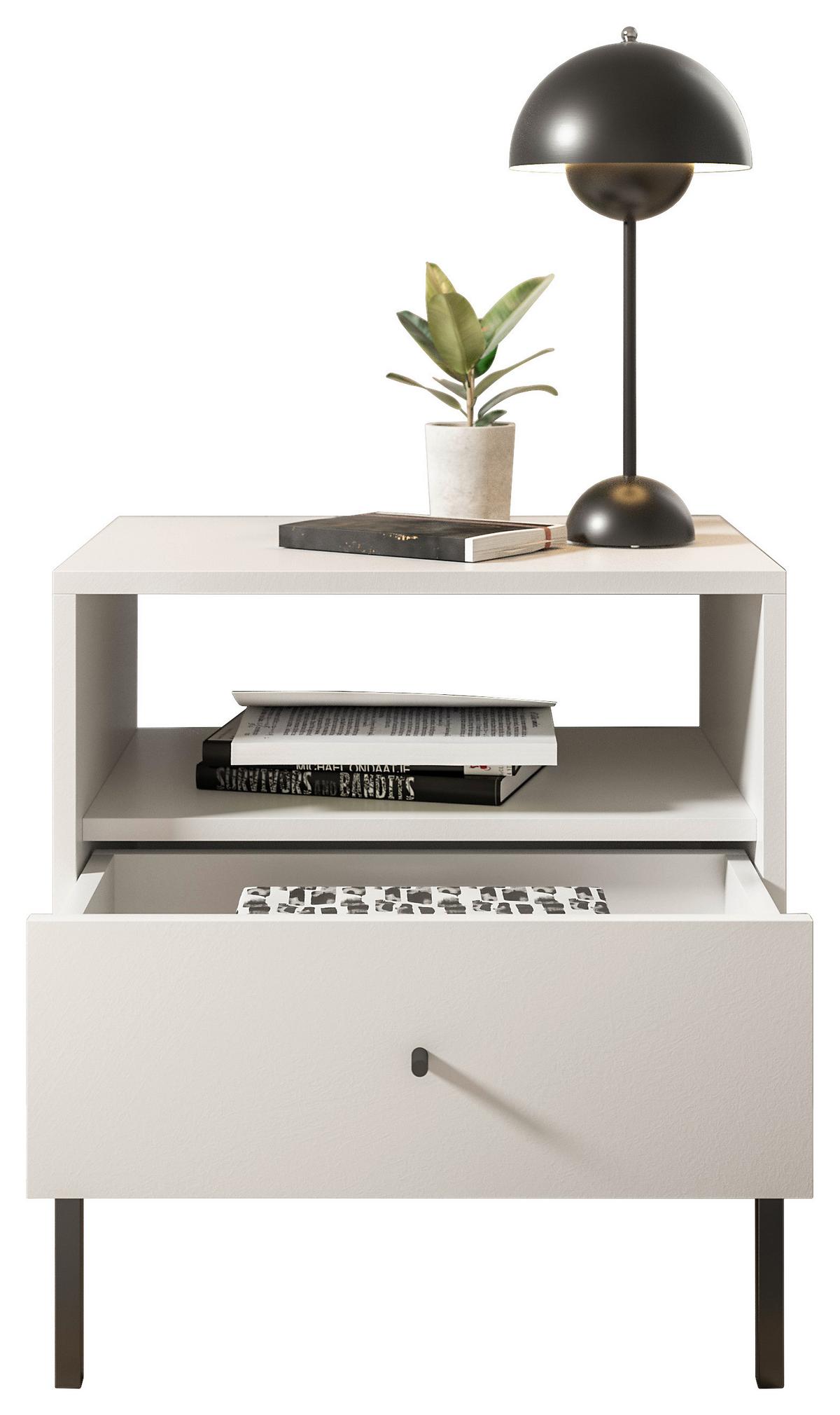 SZAFKA NOCNA INES - czarny/biały, Modern, materiał drewnopochodny/metal (54/56/39cm) - MID.YOU