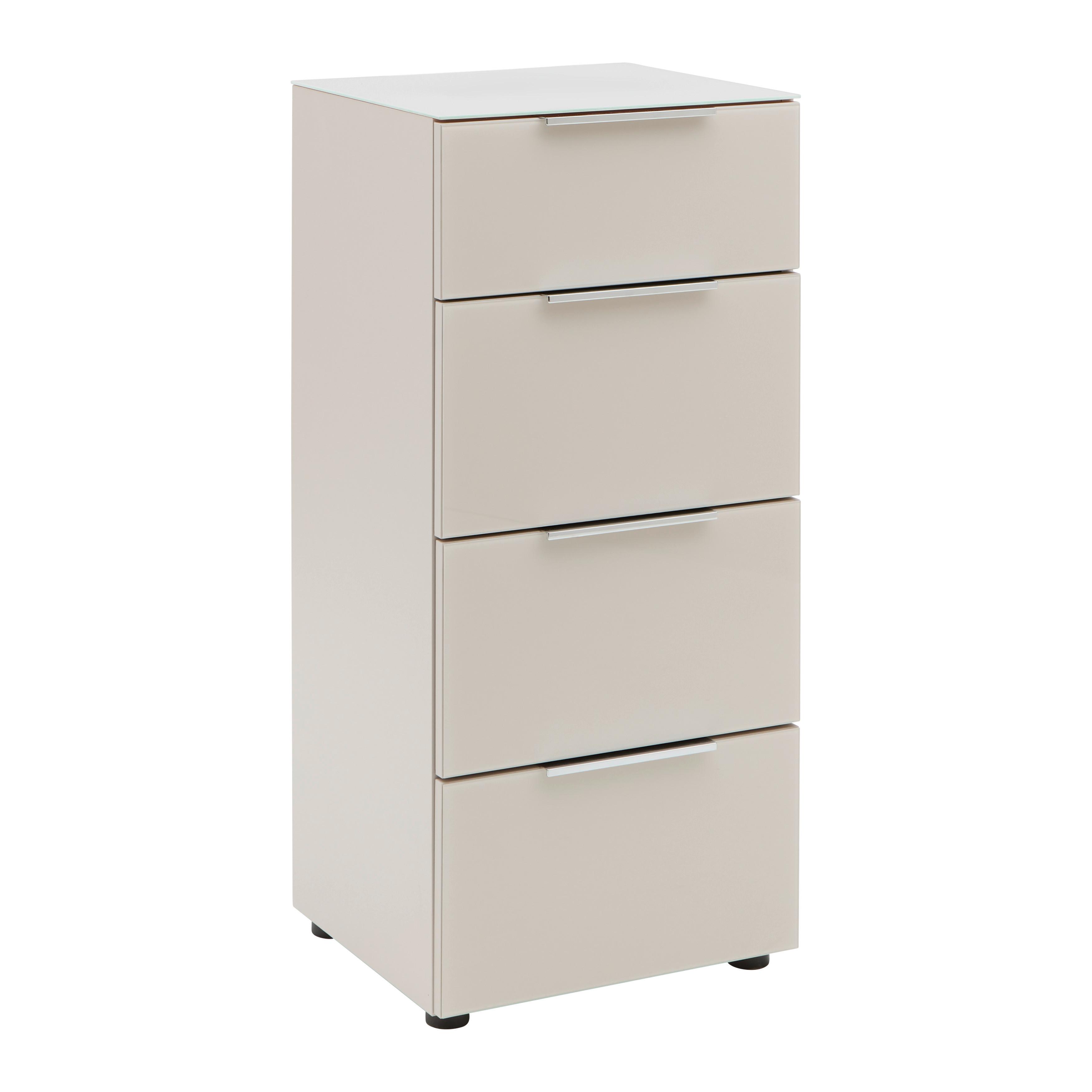 Kommode Siena Kaschmir - Chromfarben/Kaschmir, Modern, Glas/Holzwerkstoff (45/99/40cm) - Mömax