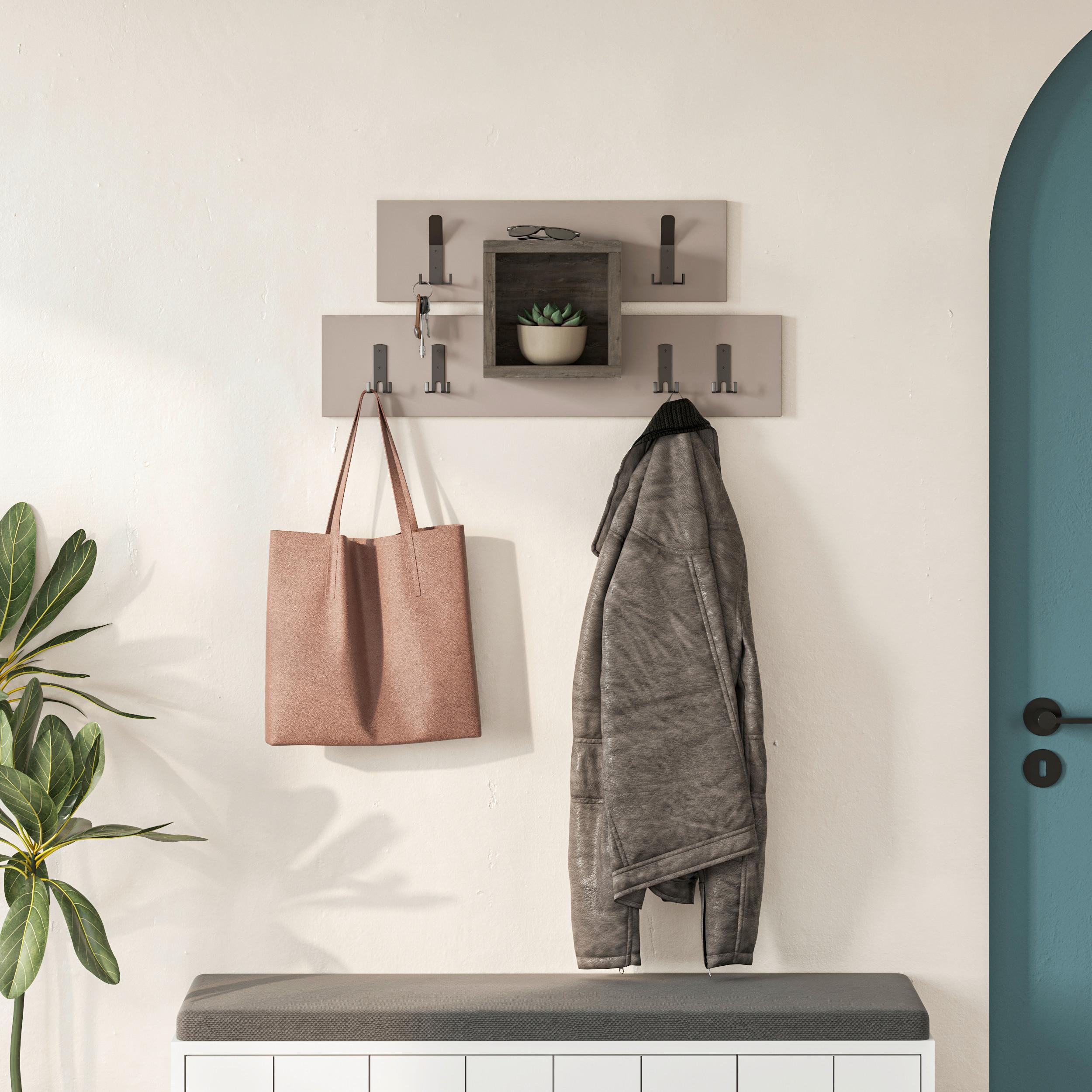 Wandgarderobe Lumina ca. 68x32x13 cm Mokka - Dunkelbraun/Mokka, Design, Holzwerkstoff/Metall (68/32/13cm) - Livetastic