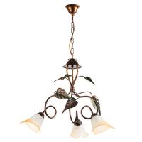 Kronleuchter Miranda Bronze/Olivgrün max. 6 Watt - Bronzefarben/Olivgrün, Natur, Glas/Metall (40/110cm)