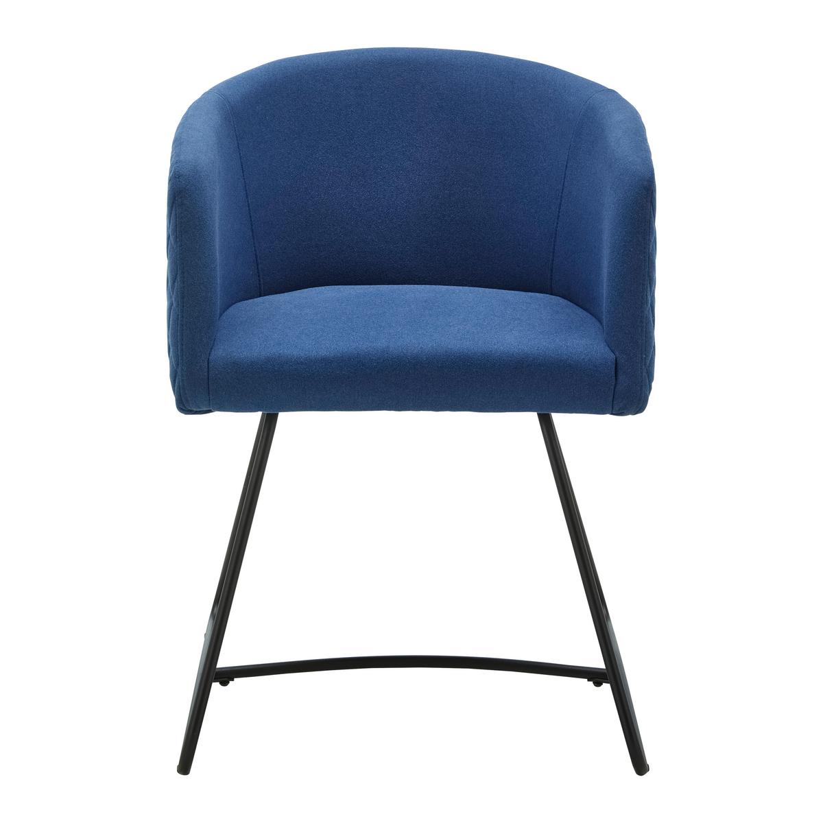 Armlehnstuhl Iva Blau Webstoff Gepolstert - Blau/Schwarz, MODERN, Textil/Metall (55/76/57cm) - Bessagi Home
