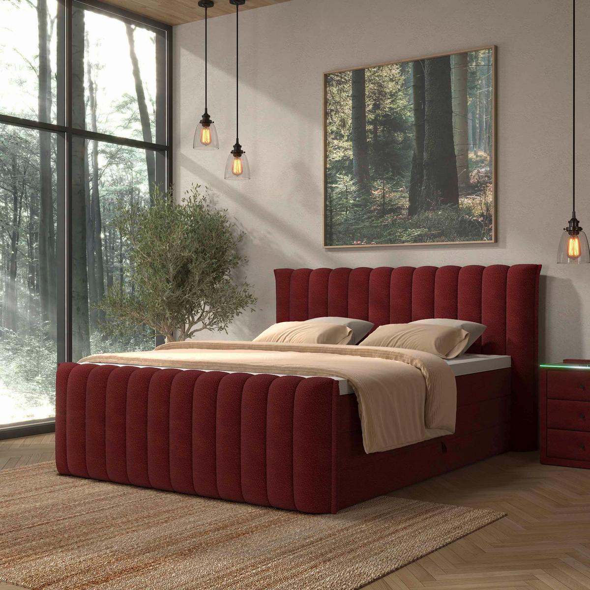 PAT BOXSPRING LINA - roșu, Konventionell, plastic/lemn (200/200cm) - Premium Living