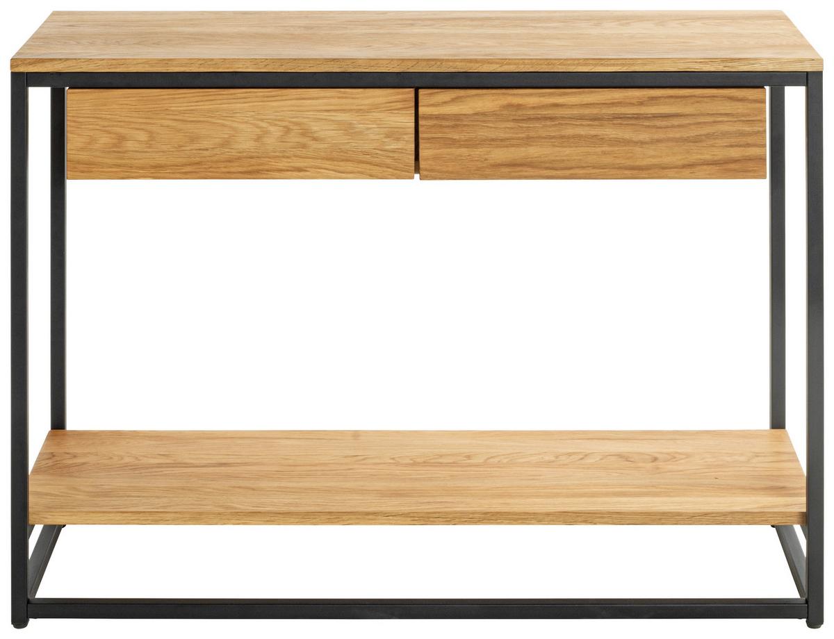 STÓŁ KONSOLA ARIZONA 1 - kolor dębowy/czarny, Konventionell, metal/drewno (100/35/75cm)