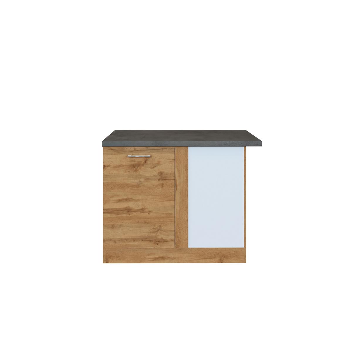 Held Eckunterschrank ca. 110 cm Eiche/Anthrazit - Chromfarben/Eichefarben, MODERN, Holzwerkstoff/Metall (110/85/60cm) - Held
