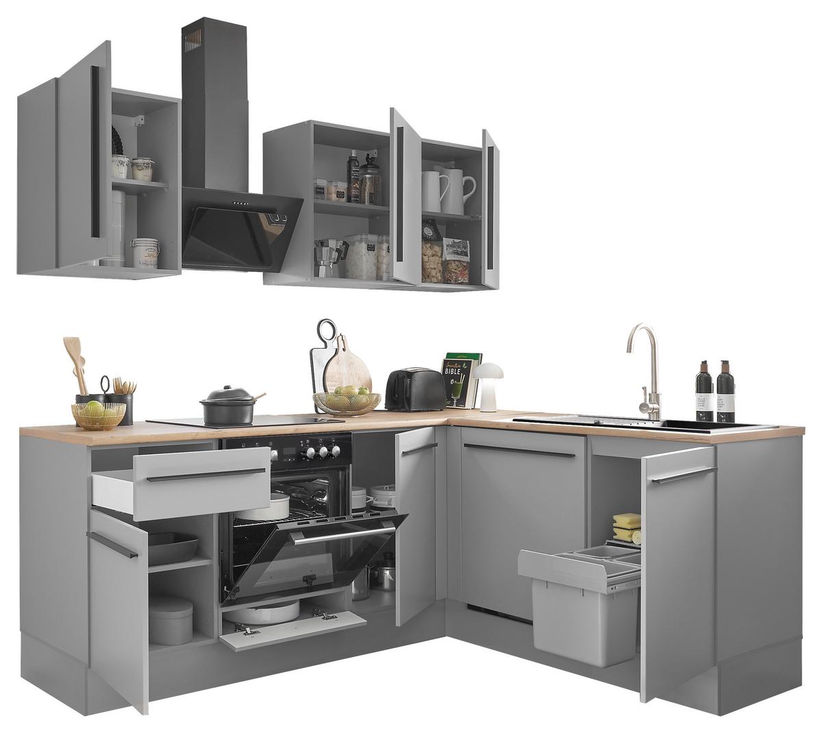 ECKKÜCHE DENVER - Eichefarben/Schwarz, Design, Holzwerkstoff/Kunststoff (220/175cm) - P & B