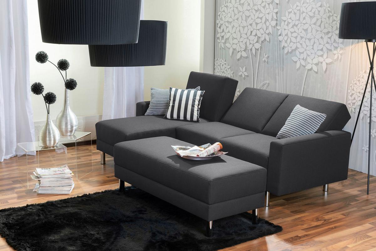 ECKSCHLAFSOFA JUST FASHION - Chromfarben/Graphitfarben, KONVENTIONELL, Textil/Metall (152/230cm) - Max Winzer