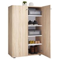 Schuhschrank LONA Sonoma Eiche ca. 70x110x39cm - Silberfarben/Schwarz, Design, Holzwerkstoff/Kunststoff (70/110/39cm) - MID.YOU